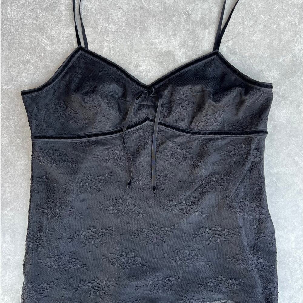 2000s Vintage George Black Camisole Lace Top -XL